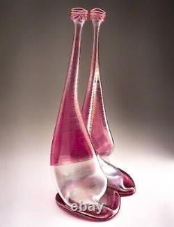Vera Walther Glass Pink Vase Signed Heiner Düsterhaus 32cm Germany Mid 20th C