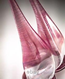 Vera Walther Glass Pink Vase Signed Heiner Düsterhaus 32cm Germany Mid 20th C