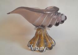 Very RARE Murano Vintage Glass Sea-shell Pink And Gold Heavy