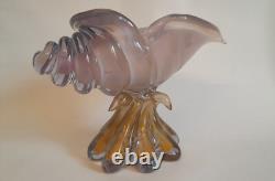 Very RARE Murano Vintage Glass Sea-shell Pink And Gold Heavy