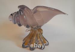 Very RARE Murano Vintage Glass Sea-shell Pink And Gold Heavy
