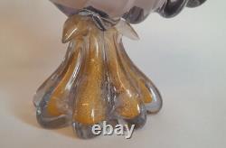 Very RARE Murano Vintage Glass Sea-shell Pink And Gold Heavy