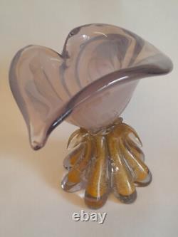 Very RARE Murano Vintage Glass Sea-shell Pink And Gold Heavy