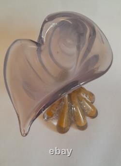 Very RARE Murano Vintage Glass Sea-shell Pink And Gold Heavy