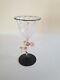 Very rare 30's Deco Bimini glass nude female stem peach pink black & white