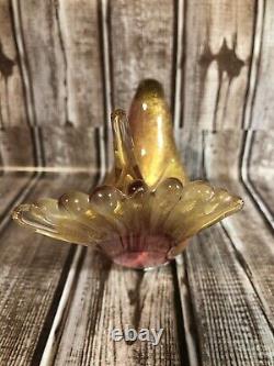 Vetri Pink Gold Flecking Art Glass Murano Vtg Bird