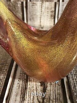 Vetri Pink Gold Flecking Art Glass Murano Vtg Bird