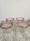 Vianne Art Glass Shade Large Fitter Pink Cranberry Trim Art Nouveau Set of 4