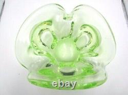 Vibrant Murano art glass fluorescent freeform bowl lime, green & pink c50/60s UV