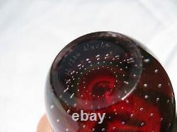 Vicke Lindstrand Art Glass Controlled bubble Cranberry Pink Vase Signed