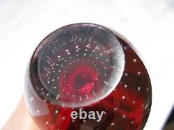 Vicke Lindstrand Art Glass Controlled bubble Cranberry Pink Vase Signed