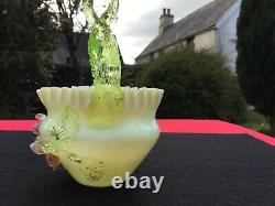 Victorian Art Glass Basket Twisted Thorn uranium Stevens + Williams Webb era