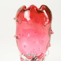 Victorian Art Glass, Cranberry, Footed Vase 4-1/2 H