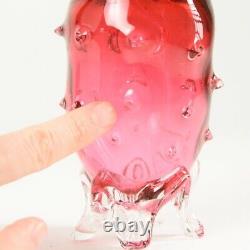 Victorian Art Glass, Cranberry, Footed Vase 4-1/2 H