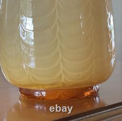 Victorian Cased Art Glass 10 1/4 Vase, Amber Rim, Drapery Pattern, c. 1900