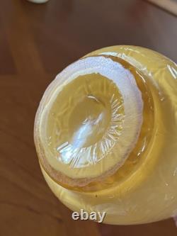 Victorian Cased Art Glass 10 1/4 Vase, Amber Rim, Drapery Pattern, c. 1900
