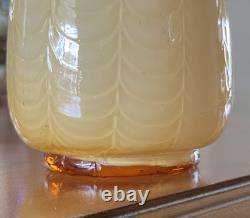 Victorian Cased Art Glass 10 1/4 Vase, Amber Rim, Drapery Pattern, c. 1900
