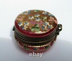 Victorian Collectable Cranberry Gold Gilt Enamelled Glass Snuff/Trinket Box jar