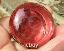 Victorian Collectable Cranberry Gold Gilt Enamelled Glass Snuff/Trinket Box jar