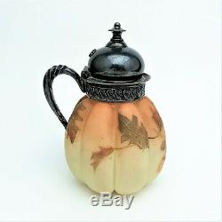 Victorian Crown Milano Ribbed Melon Syrup Pitcher withAcorn & Fall Leaves Design