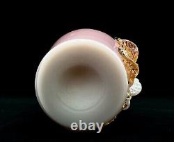 Victorian Glass Vase Steven And Williams Pink Overlay Applied Floral Decor