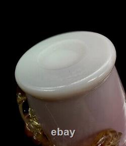 Victorian Glass Vase Steven And Williams Pink Overlay Applied Floral Decor