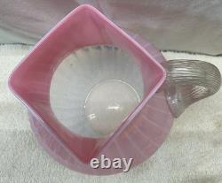 Victorian Hand Blown Opalescent Pink Art Glass Pitcher 8