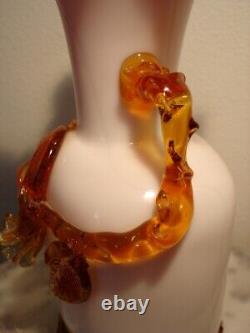 Victorian Pair Art Glass Mantel Vases Garnitures