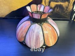 Victorian Pink Art Glass Hanging Chandelier Pendant Light 18 READ