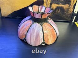 Victorian Pink Art Glass Hanging Chandelier Pendant Light 18 READ