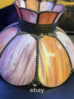 Victorian Pink Art Glass Hanging Chandelier Pendant Light 18 READ