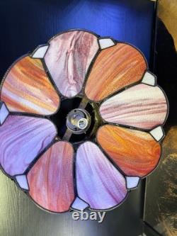 Victorian Pink Art Glass Hanging Chandelier Pendant Light 18 READ