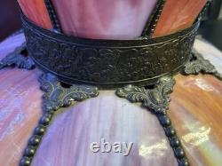 Victorian Pink Art Glass Hanging Chandelier Pendant Light 18 READ