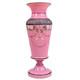 Victorian Pink Opaline Glass Vase Raised Enamels Silver Band h23cm Circa 1890