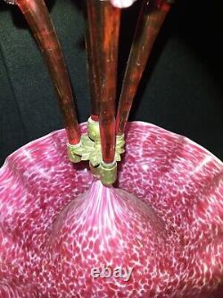 Victorian Pink & White Glass 4 Branch Centerpiece Epergne With Mottling