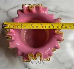 Victorian Ruffled Steven & Williams Antique Pink Art Glass Vase