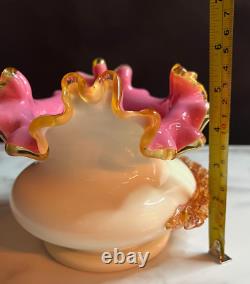 Victorian Ruffled Steven & Williams Antique Pink Art Glass Vase