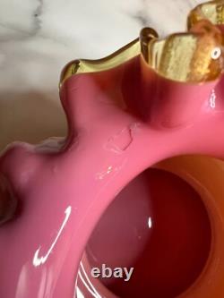 Victorian Ruffled Steven & Williams Antique Pink Art Glass Vase