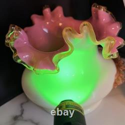 Victorian Ruffled Steven & Williams Antique Pink Art Glass Vase