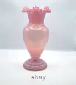 Victorian Vase Pink Opaline Glass Vase Ruffled Neck Glass Vase Stunning