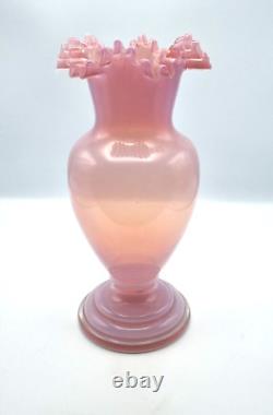 Victorian Vase Pink Opaline Glass Vase Ruffled Neck Glass Vase Stunning