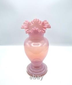 Victorian Vase Pink Opaline Glass Vase Ruffled Neck Glass Vase Stunning