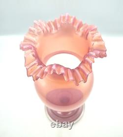Victorian Vase Pink Opaline Glass Vase Ruffled Neck Glass Vase Stunning