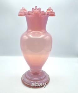 Victorian Vase Pink Opaline Glass Vase Ruffled Neck Glass Vase Stunning