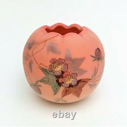 Victorian Webb Burmese Miniature Rose Bowl w Hand Painted Prunus Design