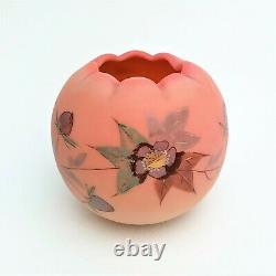 Victorian Webb Burmese Miniature Rose Bowl w Hand Painted Prunus Design