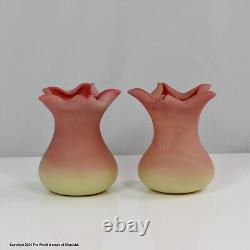 Victorian pair of Webbs Queen Burmese baluster shaped spill vases