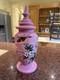 Victorian pink opaline glass covered vase with hand-painted enamel decoration