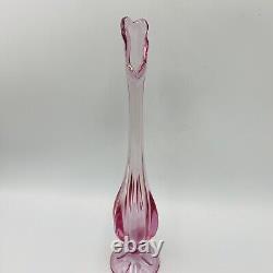 Viking Art Glass Pink Thistle 11.25 Swung Bud Vase 6 Petal