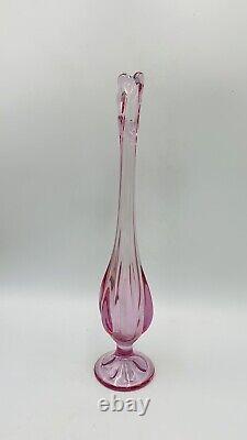 Viking Art Glass Pink Thistle 11.25 Swung Bud Vase 6 Petal